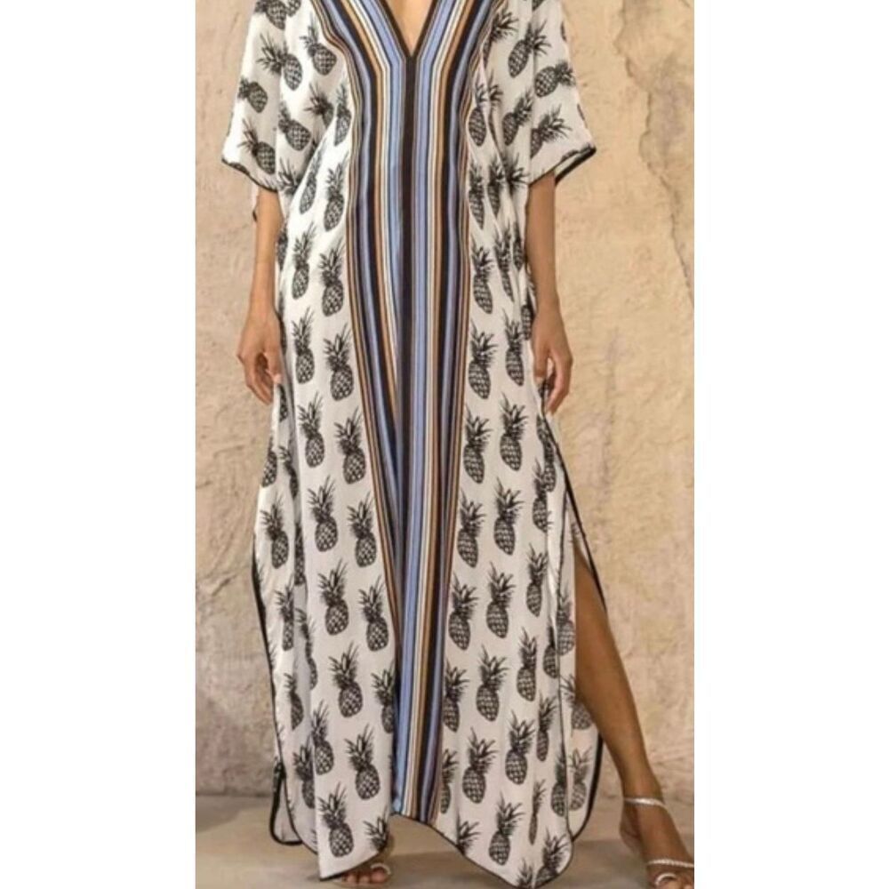 NWOT Scarlett Poppies Pineapple kaftan dress, One size $560 A30